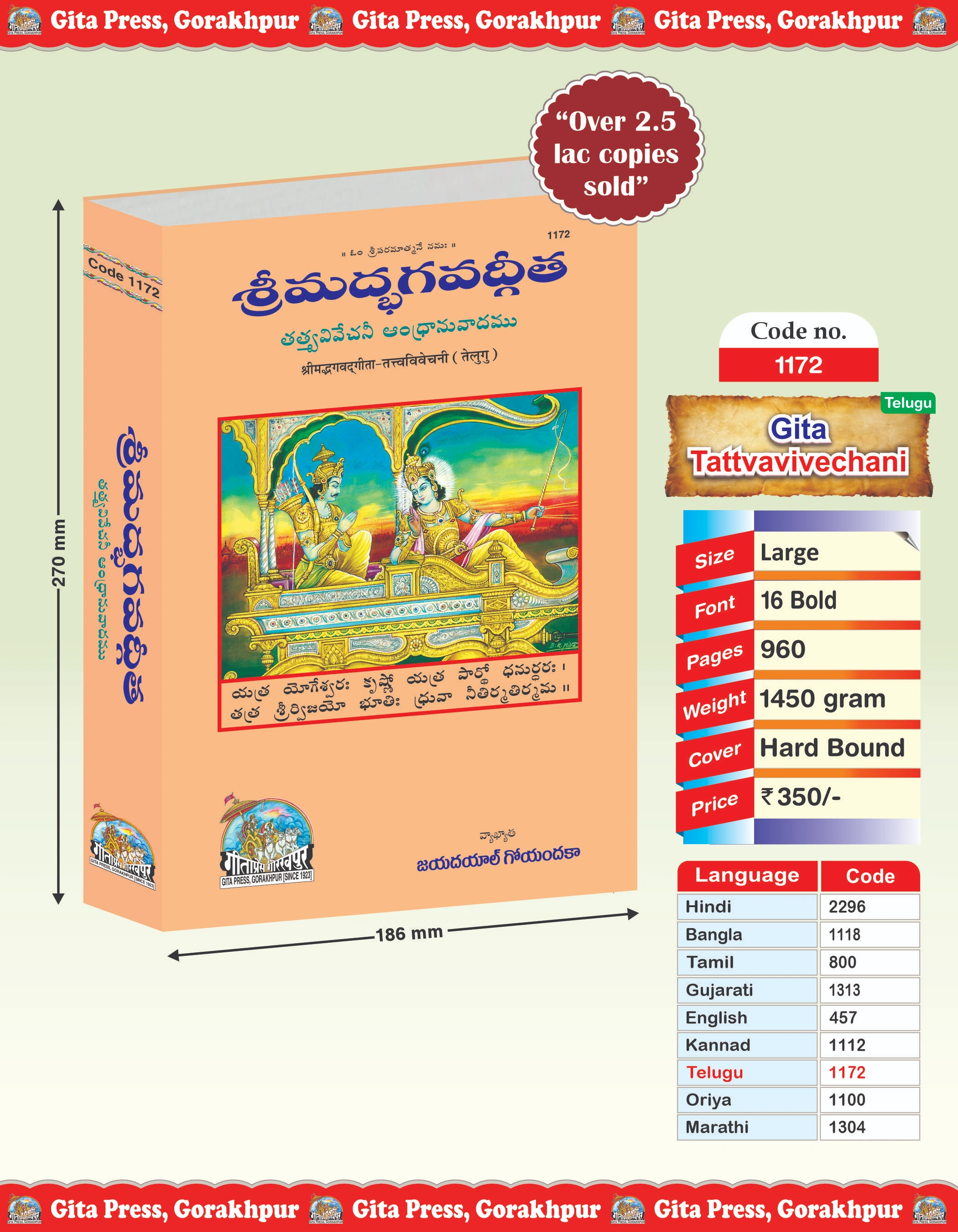 Gita Tattva Vivechani Telugu Tatva Viviechini Front Cover